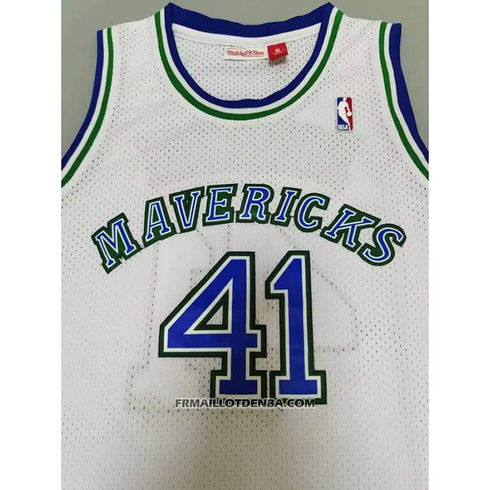 Maillot Dallas Mavericks Dirk Nowitzki NO 41 Mitchell & Ness 1998-99 Blanc